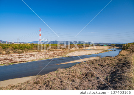 Kizugawa River scenery, Joyo City, Kyoto Prefecture, Kyotanabe City Kizugawa River scenery, Joyo City, Kyoto Prefecture, Kyotanabe City 137403166