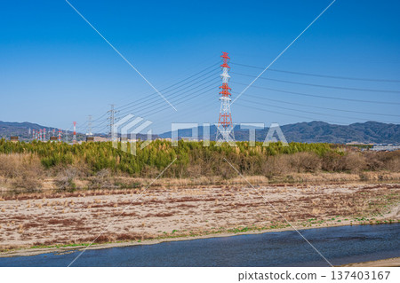 Kizugawa River scenery, Joyo City, Kyoto Prefecture, Kyotanabe City 137403167