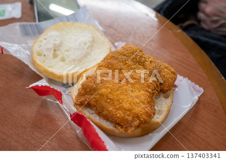 Delicious fried chicken burgers from Japanese convenience stores Delicious fried chicken burgers from Japanese convenience stores 137403341