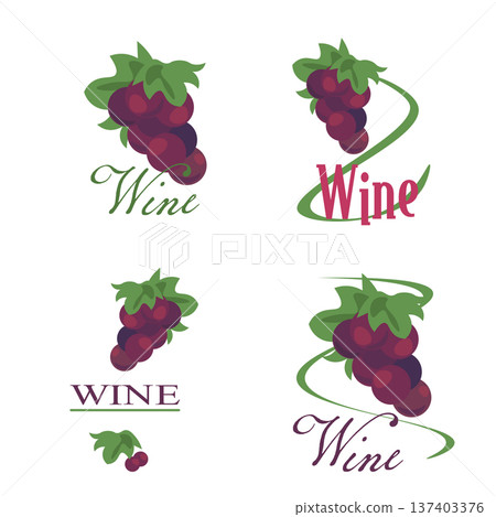 Vector set of grape and wine logos Vector set of grape and wine logos 137403376