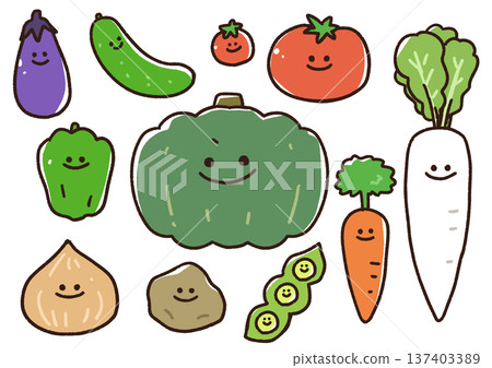 Cute vegetable illustration set 137403389