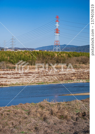 Kizugawa River scenery, Joyo City, Kyoto Prefecture, Kyotanabe City Kizugawa River scenery, Joyo City, Kyoto Prefecture, Kyotanabe City 137403619