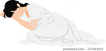 Illustration of a woman taking a nap Illustration of a woman taking a nap 137403655
