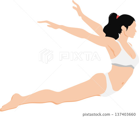 Illustration of a woman who succeeded in dieting Illustration of a woman who succeeded in dieting 137403660