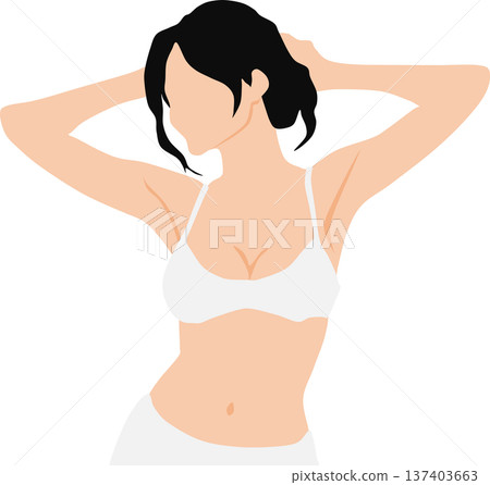 Illustration of a woman who succeeded in dieting 137403663