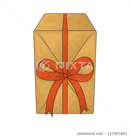 Illustration of delivery box with ribbon Illustration of delivery box with ribbon 137403683