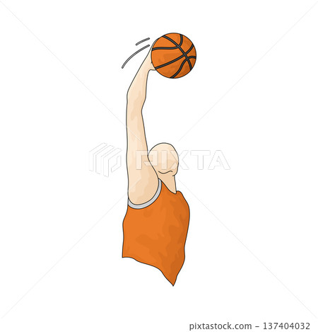 Illustration of hand holding basketball ball 137404032