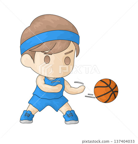Illustration of Basketball Chest Pass Illustration of Basketball Chest Pass 137404033
