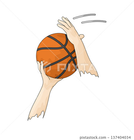 Illustration of hand holding basketball ball Illustration of hand holding basketball ball 137404034