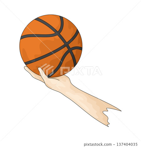 Illustration of hand holding basketball ball Illustration of hand holding basketball ball 137404035