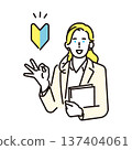 Simple illustration of a female instructor guiding an English conversation lesson for beginners. Vector illustration 137404061