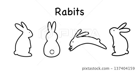 簡單的兔子插圖,兔子剪影,復活節素材,動物 簡單的兔子插圖,兔子剪影,復活節素材,動物 137404159