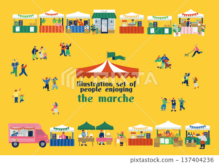 馬爾凱活動場景插畫：熙熙攘攘的露天市場 137404236