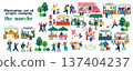 Marche event scenery Illustration of an outdoor market bustling with people 137404237