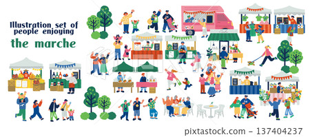Marche event scenery Illustration of an outdoor market bustling with people 137404237