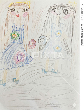 一個幼稚園小朋友夢想去夏威夷海灘 137404497