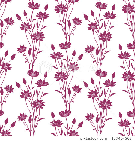 seamless purple graphic floral pattern on white background, texture seamless purple graphic floral pattern on white background, texture 137404505