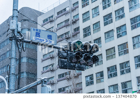 日本東京淺草的雪景 137404870