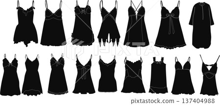 Nightwear (negligee/babydoll) graphic illustration set Nightwear (negligee/babydoll) graphic illustration set 137404988