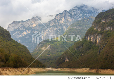 Mountain lake Lago di Vedana, Dolomites, Italy 137405021