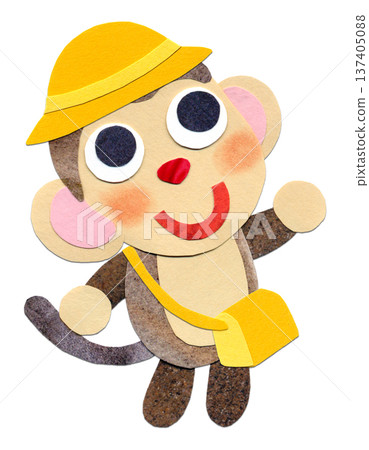A child monkey going to school collage character illustration A A child monkey going to school collage character illustration A 137405088