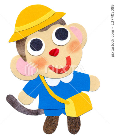 Kindergarten uniform child monkey collage character illustration A 137405089