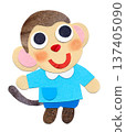 A collage character illustration of a baby monkey wearing a smock 137405090