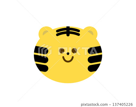 十二生肖之一的虎的插圖。可愛的手繪生肖素材。新年賀卡，新年，虎年。 137405226