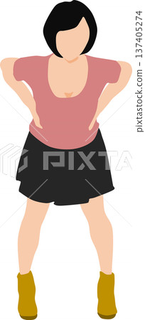 Illustration of a woman on a diet (stretching) Illustration of a woman on a diet (stretching) 137405274