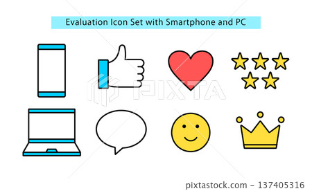 Icon set that shows high ratings on smartphones and computers 137405316