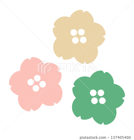 Three types of spring-colored cherry blossom illustration set 137405400