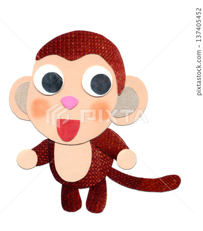 可愛的小猴子拼貼角色插圖 B 137405452