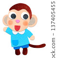 A baby monkey wearing a smock - Collage character illustration B 137405455