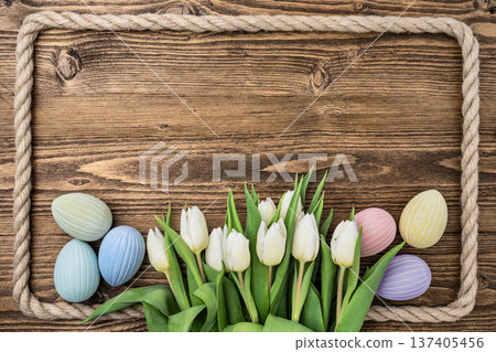 Easter background with pastel eggs Easter background with pastel eggs 137405456
