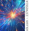 超級促銷背景，帶有鮮豔的藍色和彩虹色3D煙火AI圖像 137405614