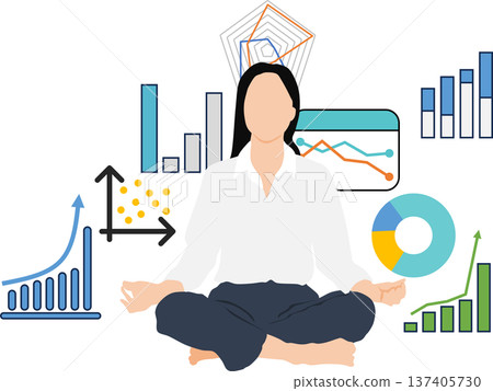 Illustration of a businesswoman thinking about business strategies Illustration of a businesswoman thinking about business strategies 137405730