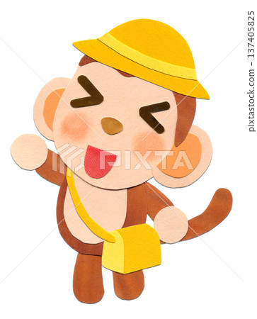 Baby monkey going to kindergarten Collage character illustration C Baby monkey going to kindergarten Collage character illustration C 137405825
