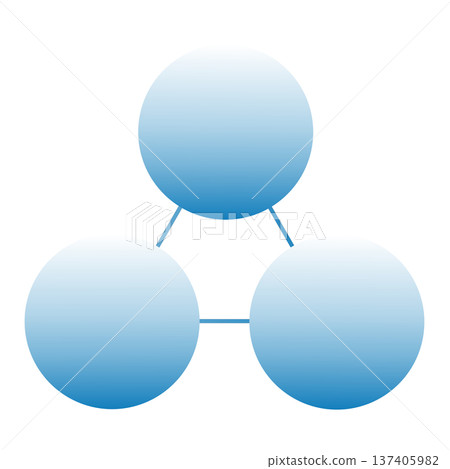 A node network consisting of three connected blue gradient circles 137405982