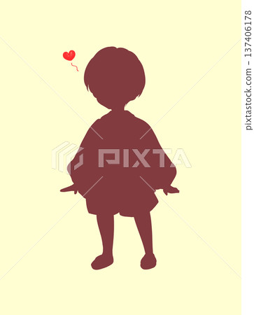 男孩，幼稚園小朋友，愛，剪影 137406178
