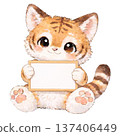 老虎手持留言板的插圖 137406449