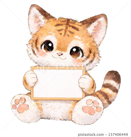 老虎手持留言板的插圖 137406449
