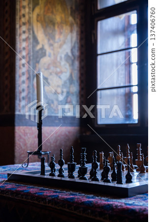 Old chess board 137406760