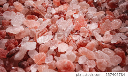 Pink Himalayan Salt Crystals Texture Close-Up Background 137406784