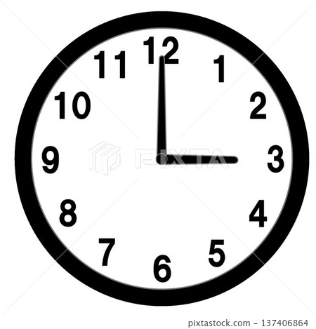 時鐘插圖，顯示3點鐘位置 137406864
