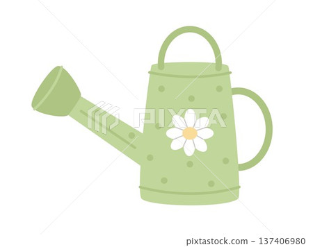 The garden watering can is green. Vector illustration The garden watering can is green. Vector illustration 137406980