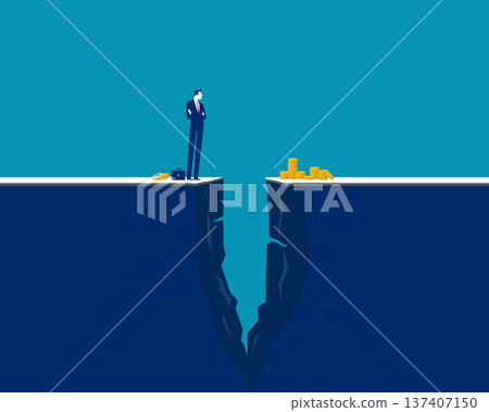 Caution . A man is about to cross the cracks, using caution in financial decisions. Caution . A man is about to cross the cracks, using caution in financial decisions. 137407150