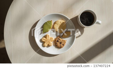 咖啡桌烘焙食品背景 咖啡桌烘焙食品背景 137407224