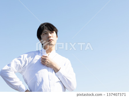 Sky background male portrait 137407371