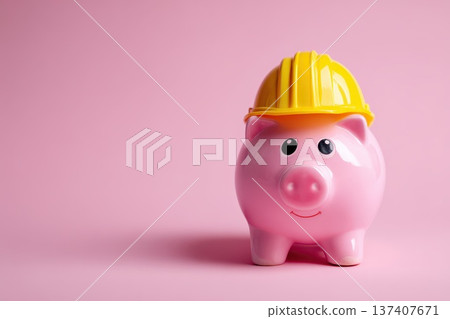 Colorful piggy bank for construction fun! 137407671