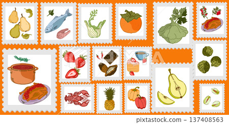 fruit and vegetable set of banners vector illustration 137408563